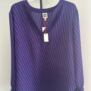 Anne Klein Purple Long Sleeve Blouse